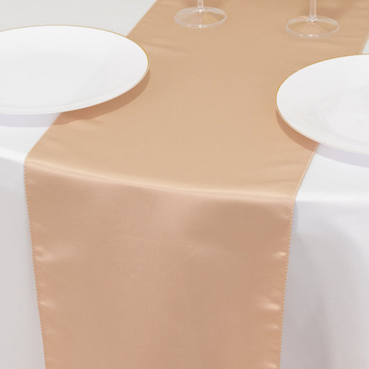 Lamour Satin 12"x108" Table Runner Nude - Smooth & Lustrous Finish - Bell Racket Store