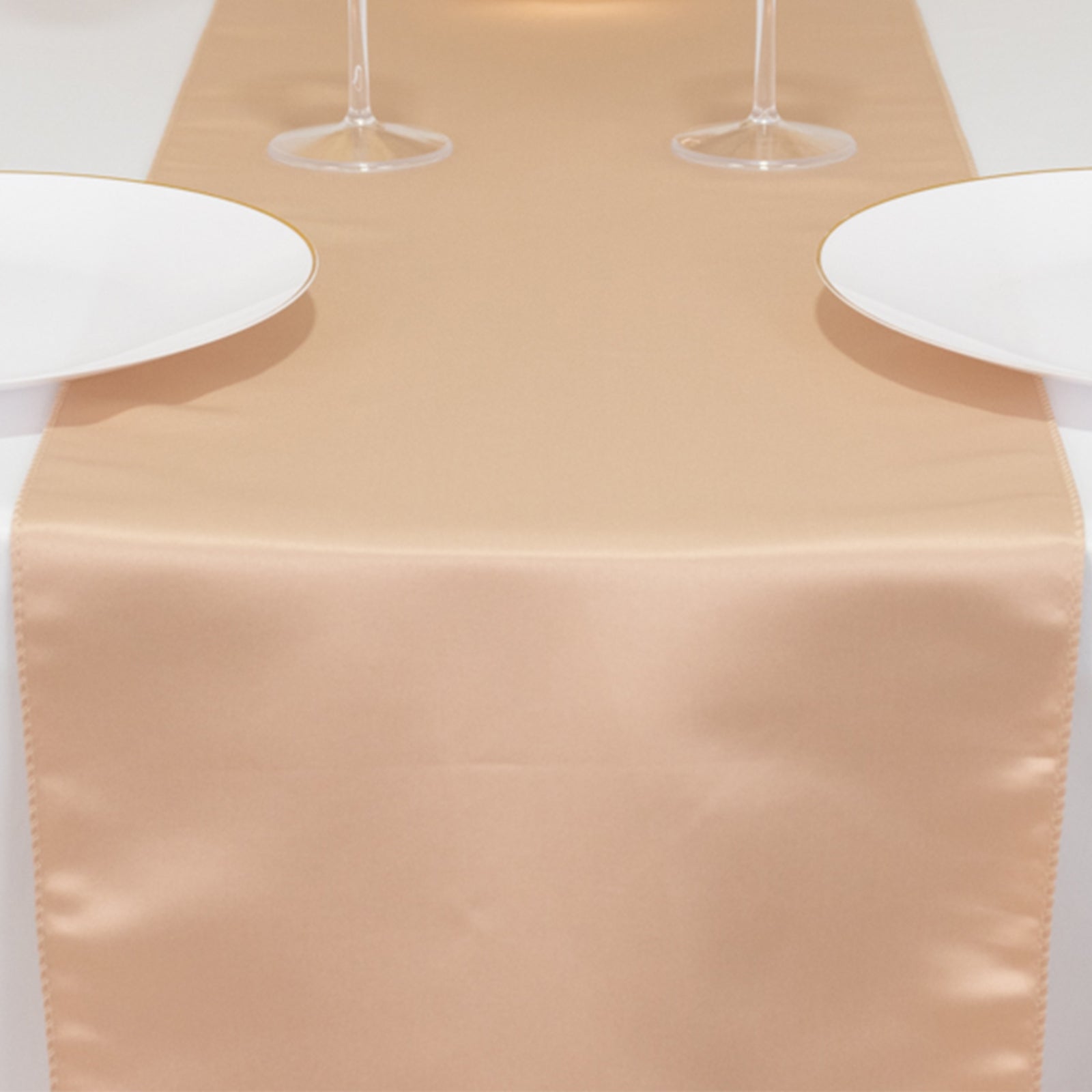 Lamour Satin 12"x108" Table Runner Nude - Smooth & Lustrous Finish - Bell Racket Store