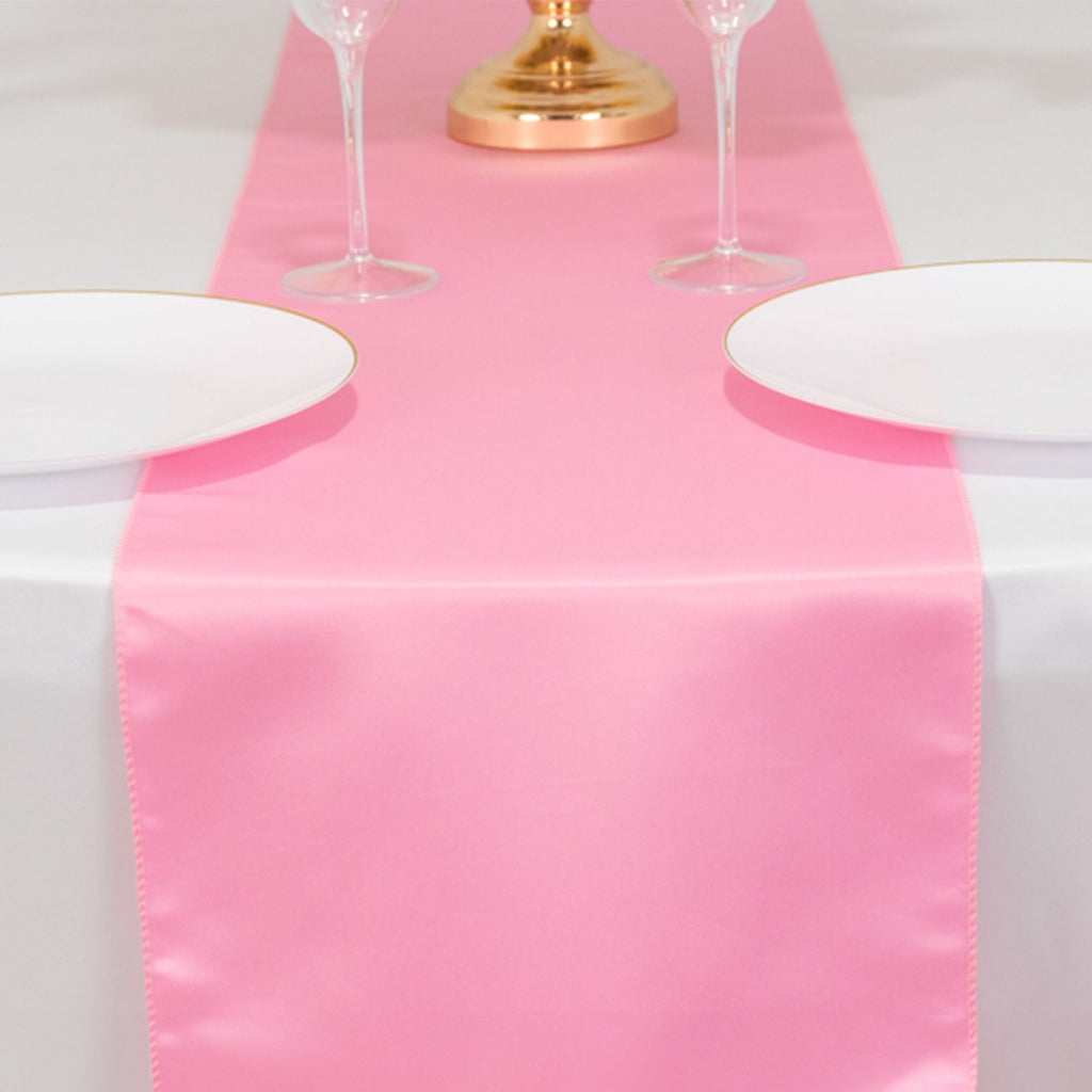 Lamour Satin 12"x108" Table Runner Pink - Smooth & Lustrous Finish - Bell Racket Store