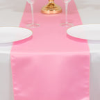 Lamour Satin 12"x108" Table Runner Pink - Smooth & Lustrous Finish - Bell Racket Store