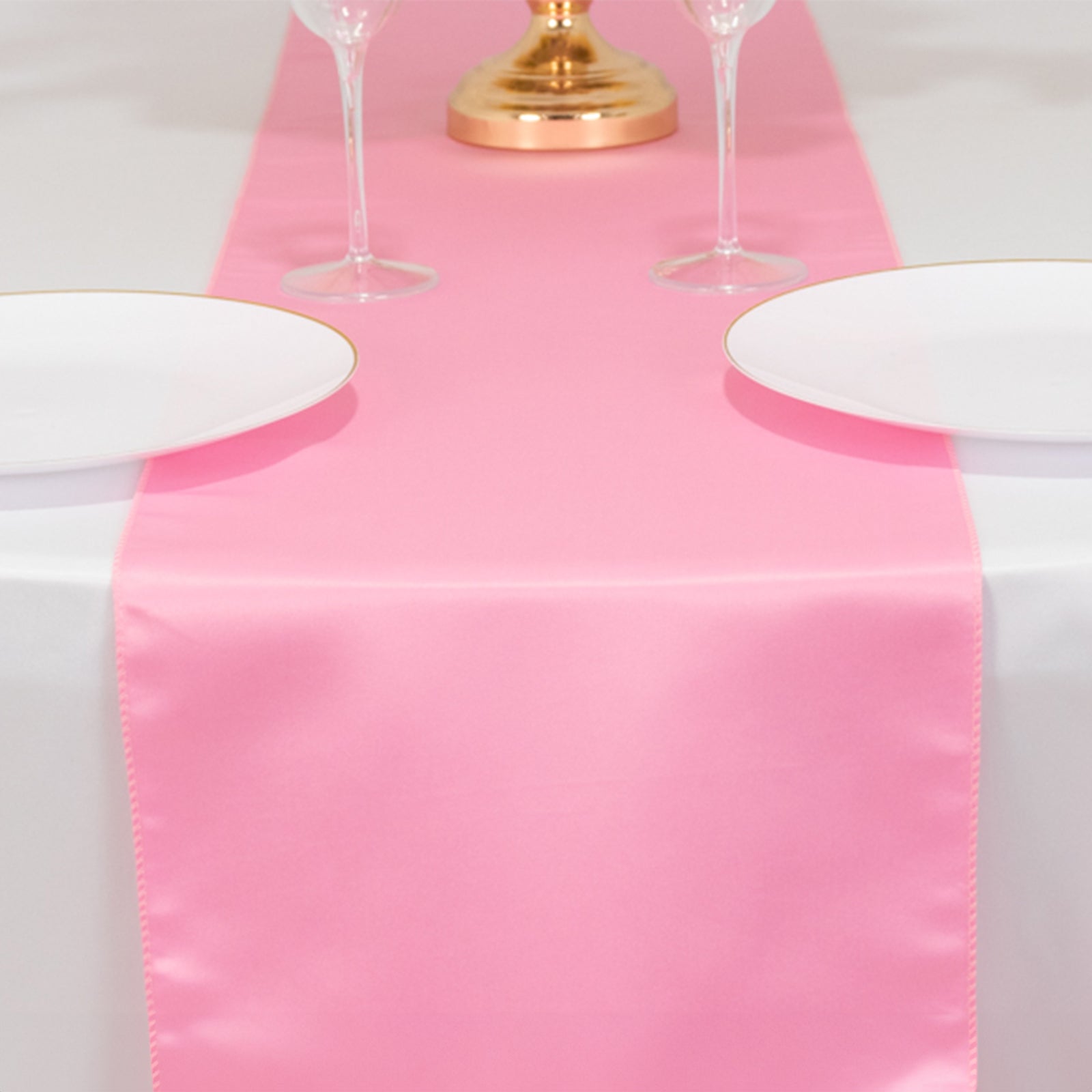 Lamour Satin 12"x108" Table Runner Pink - Smooth & Lustrous Finish - Bell Racket Store