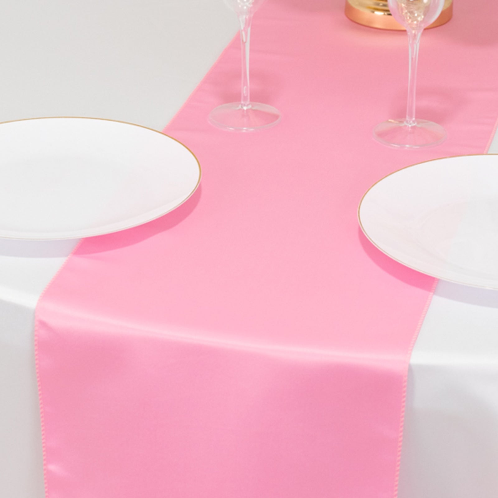 Lamour Satin 12"x108" Table Runner Pink - Smooth & Lustrous Finish - Bell Racket Store
