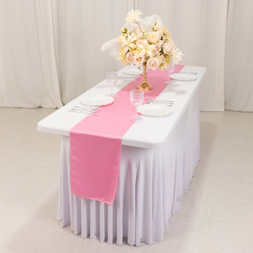 Lamour Satin 12"x108" Table Runner Pink - Smooth & Lustrous Finish - Bell Racket Store