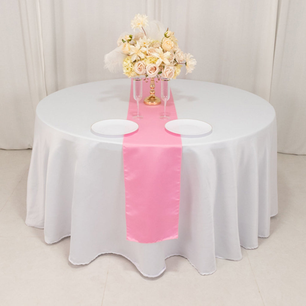 Lamour Satin 12"x108" Table Runner Pink - Smooth & Lustrous Finish - Bell Racket Store