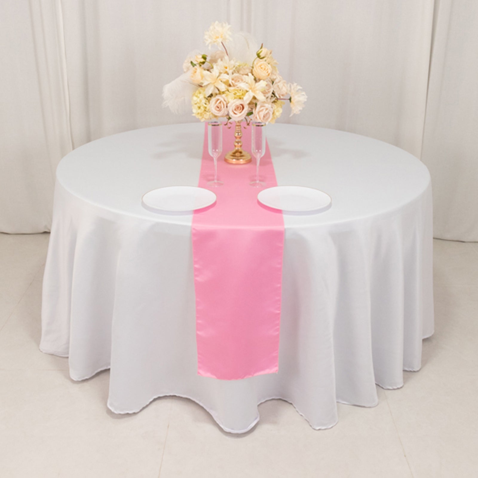 Lamour Satin 12"x108" Table Runner Pink - Smooth & Lustrous Finish - Bell Racket Store