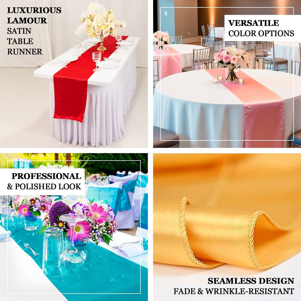 Lamour Satin 12"x108" Table Runner Purple - Smooth & Lustrous Finish - Bell Racket Store