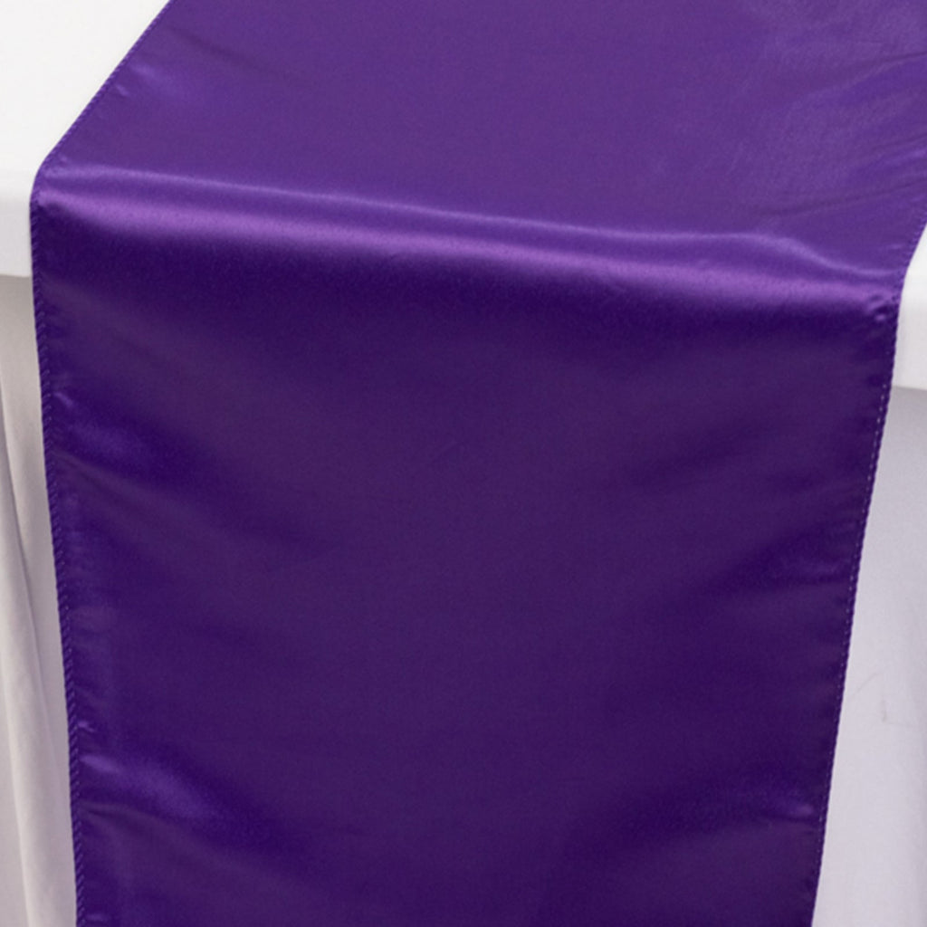 Lamour Satin 12"x108" Table Runner Purple - Smooth & Lustrous Finish - Bell Racket Store