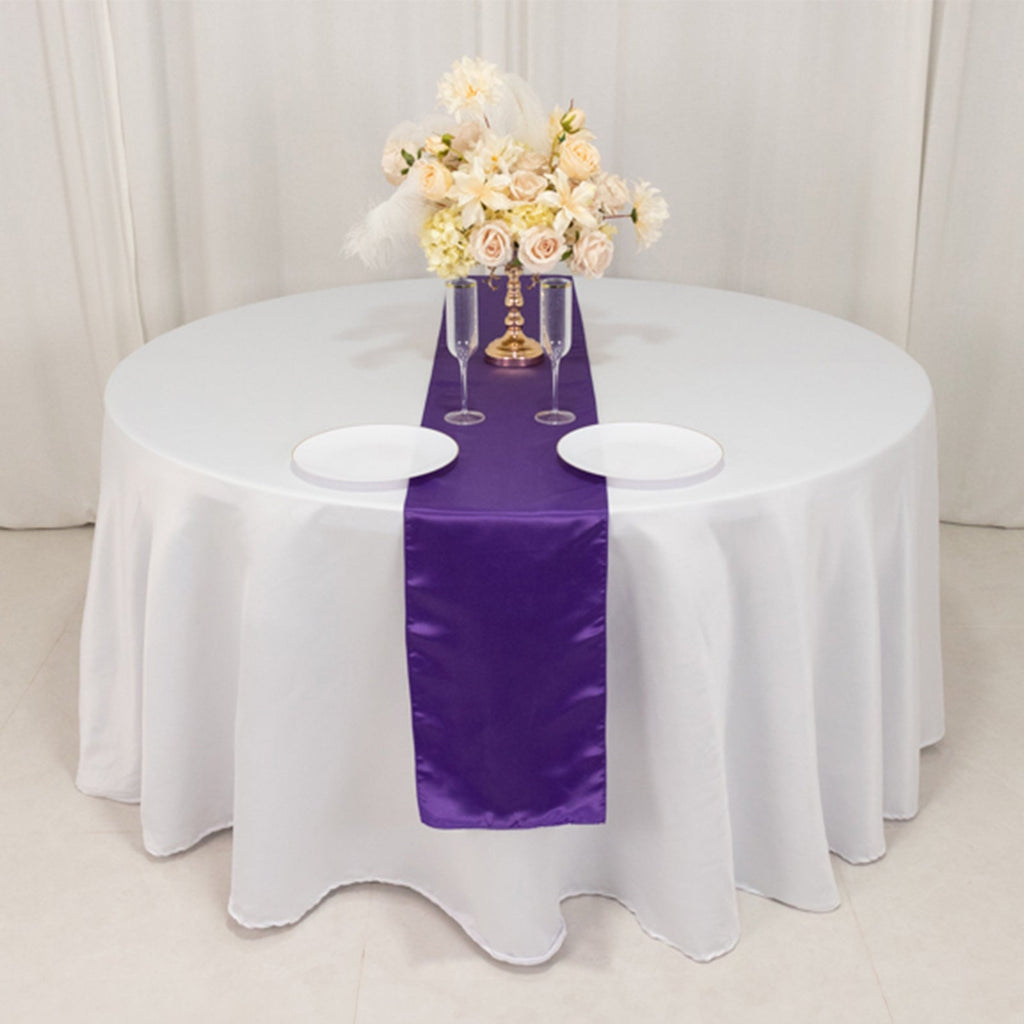 Lamour Satin 12"x108" Table Runner Purple - Smooth & Lustrous Finish - Bell Racket Store