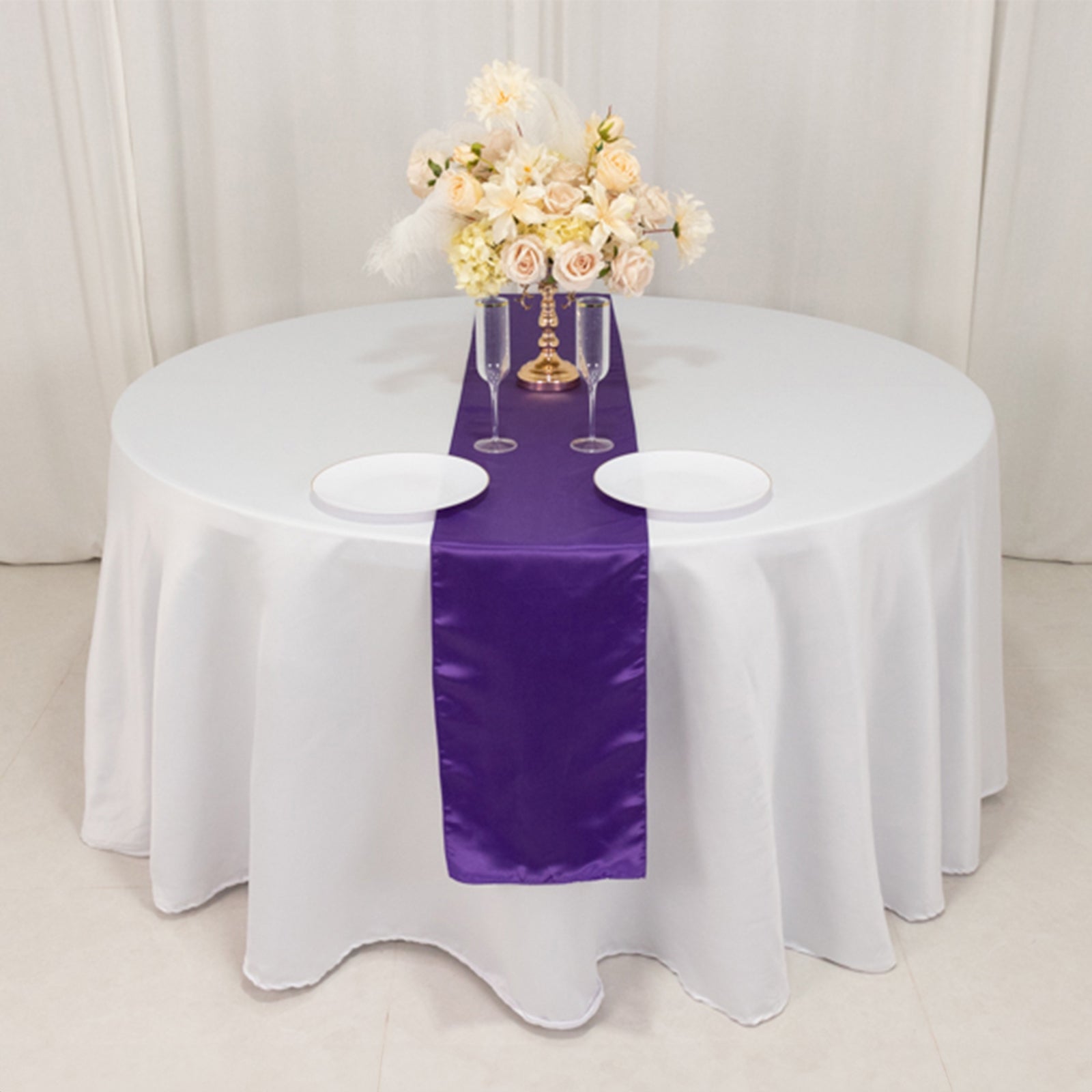 Lamour Satin 12"x108" Table Runner Purple - Smooth & Lustrous Finish - Bell Racket Store