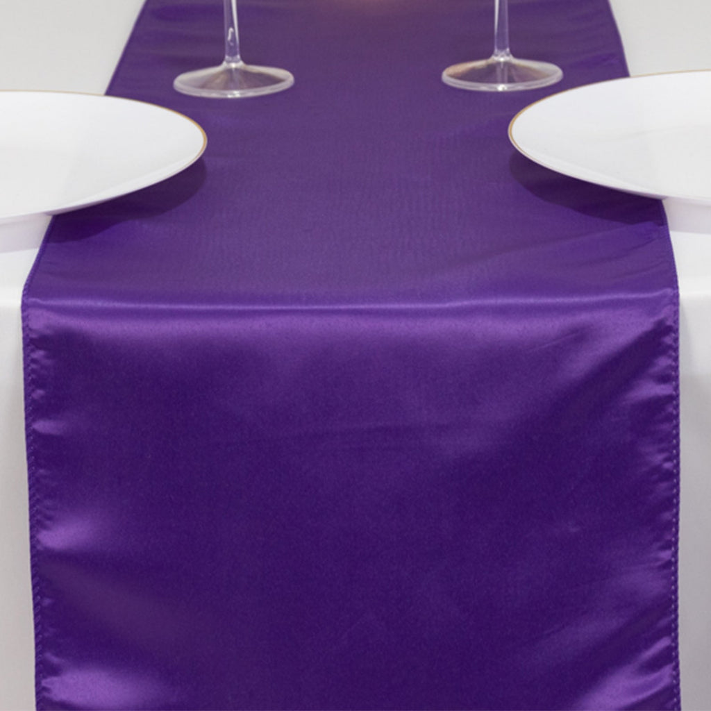 Lamour Satin 12"x108" Table Runner Purple - Smooth & Lustrous Finish - Bell Racket Store