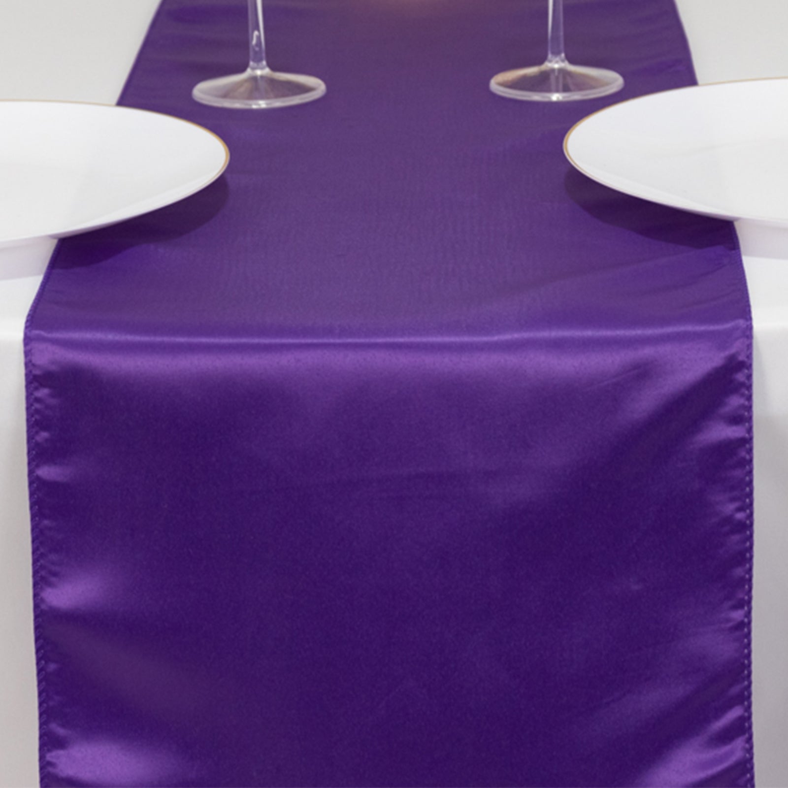 Lamour Satin 12"x108" Table Runner Purple - Smooth & Lustrous Finish - Bell Racket Store