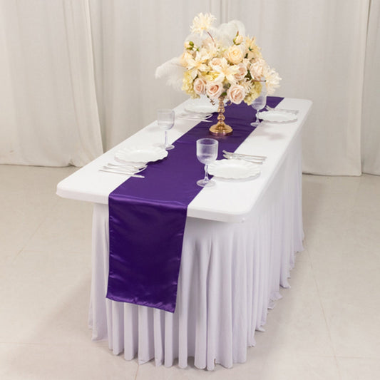Lamour Satin 12"x108" Table Runner Purple - Smooth & Lustrous Finish - Bell Racket Store