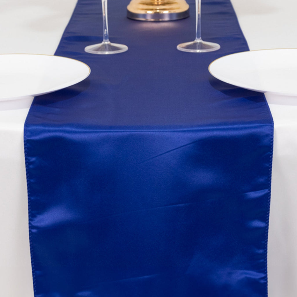Lamour Satin 12"x108" Table Runner Royal Blue - Smooth & Lustrous Finish - Bell Racket Store