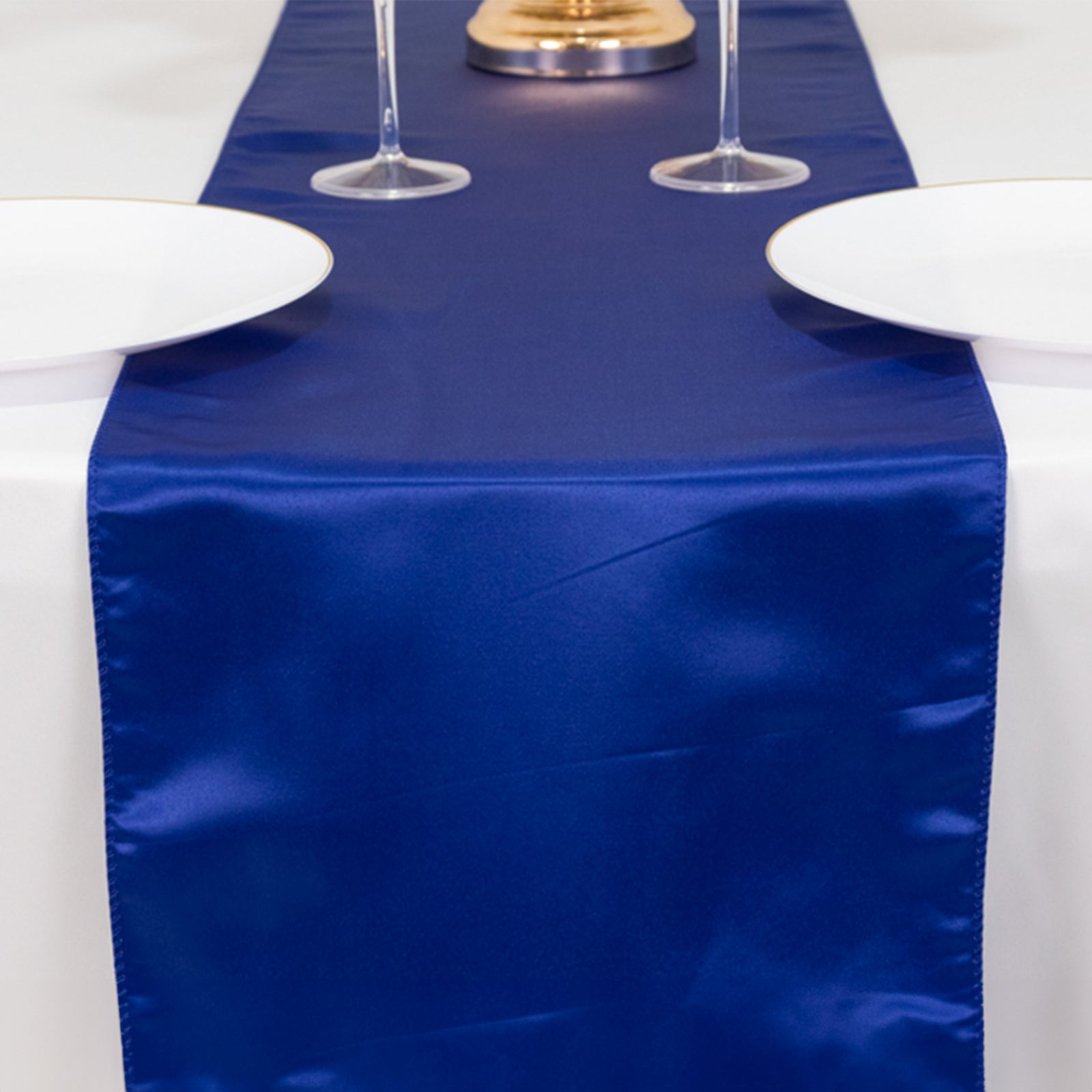 Lamour Satin 12"x108" Table Runner Royal Blue - Smooth & Lustrous Finish - Bell Racket Store