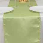 Lamour Satin 12"x108" Table Runner Sage Green - Smooth & Lustrous Finish - Bell Racket Store