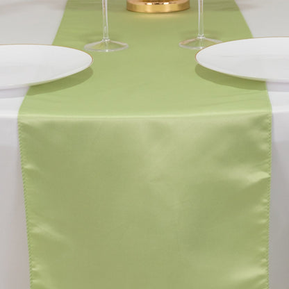 Lamour Satin 12"x108" Table Runner Sage Green - Smooth & Lustrous Finish - Bell Racket Store