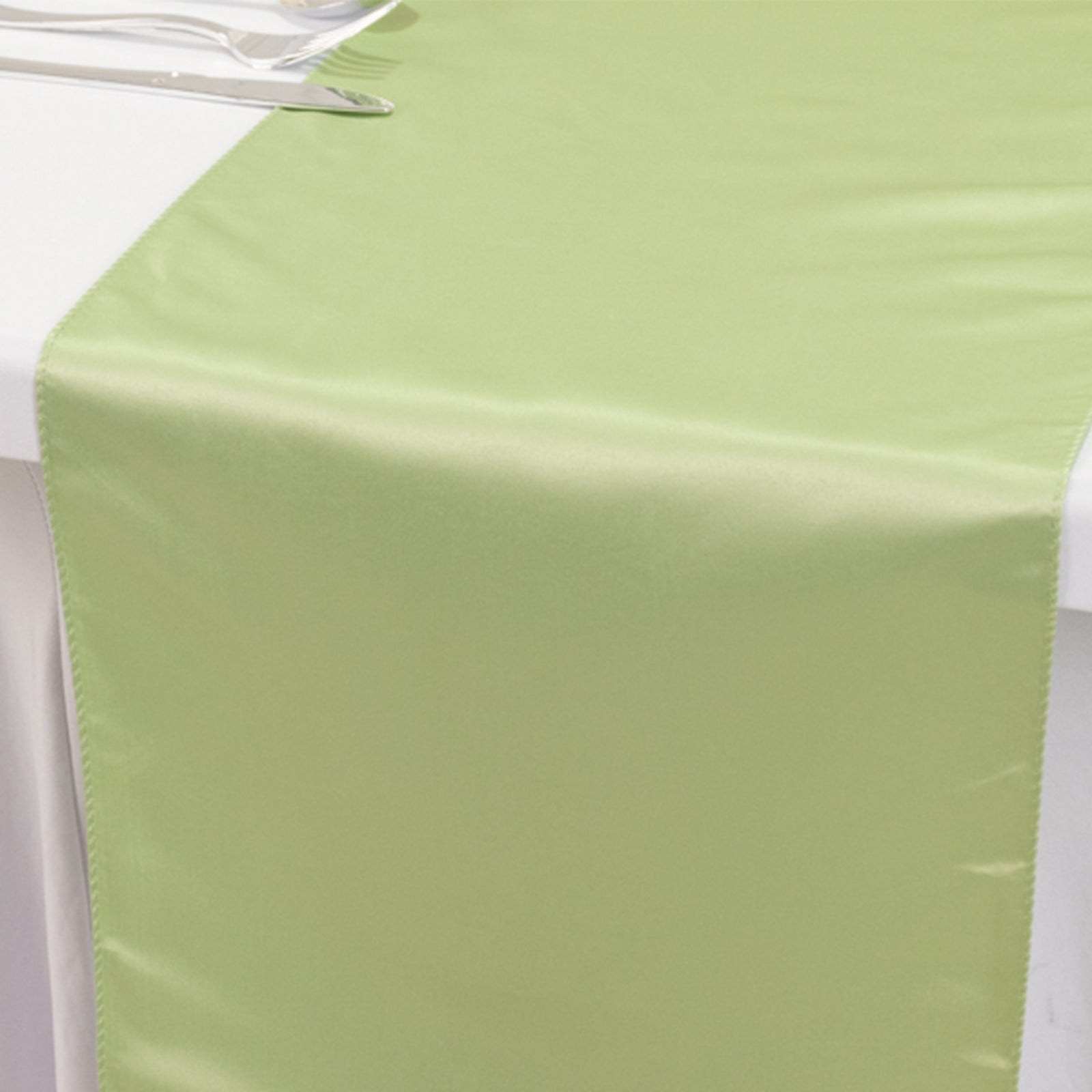 Lamour Satin 12"x108" Table Runner Sage Green - Smooth & Lustrous Finish - Bell Racket Store