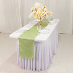 Lamour Satin 12"x108" Table Runner Sage Green - Smooth & Lustrous Finish - Bell Racket Store