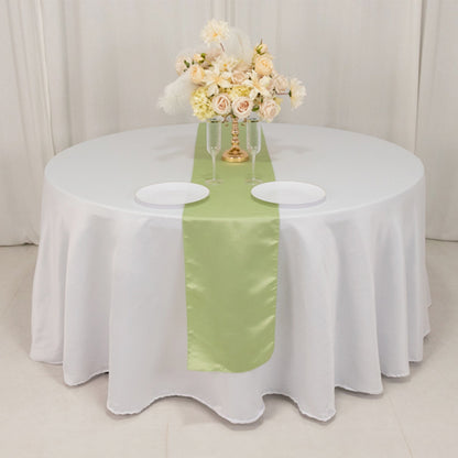 Lamour Satin 12"x108" Table Runner Sage Green - Smooth & Lustrous Finish - Bell Racket Store