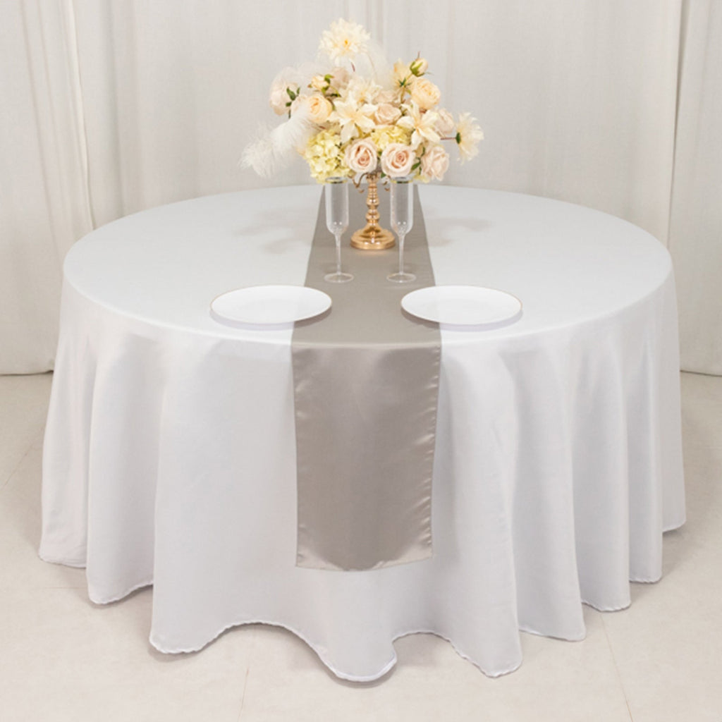 Lamour Satin 12"x108" Table Runner Silver - Smooth & Lustrous Finish - Bell Racket Store