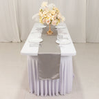 Lamour Satin 12"x108" Table Runner Silver - Smooth & Lustrous Finish - Bell Racket Store