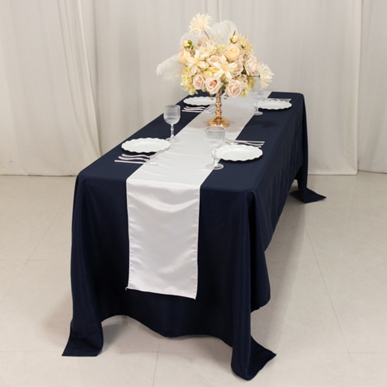 Lamour Satin 12"x108" Table Runner White - Smooth & Lustrous Wedding Decor - Bell Racket Store