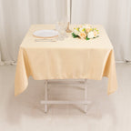 Lamour Satin 54"x54" Square Tablecloth Beige - Durable & Silk - Like Table Cover - Bell Racket Store