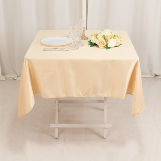 Lamour Satin 54"x54" Square Tablecloth Beige - Durable & Silk - Like Table Cover - Bell Racket Store