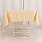 Lamour Satin 54"x54" Square Tablecloth Beige - Durable & Silk - Like Table Cover - Bell Racket Store