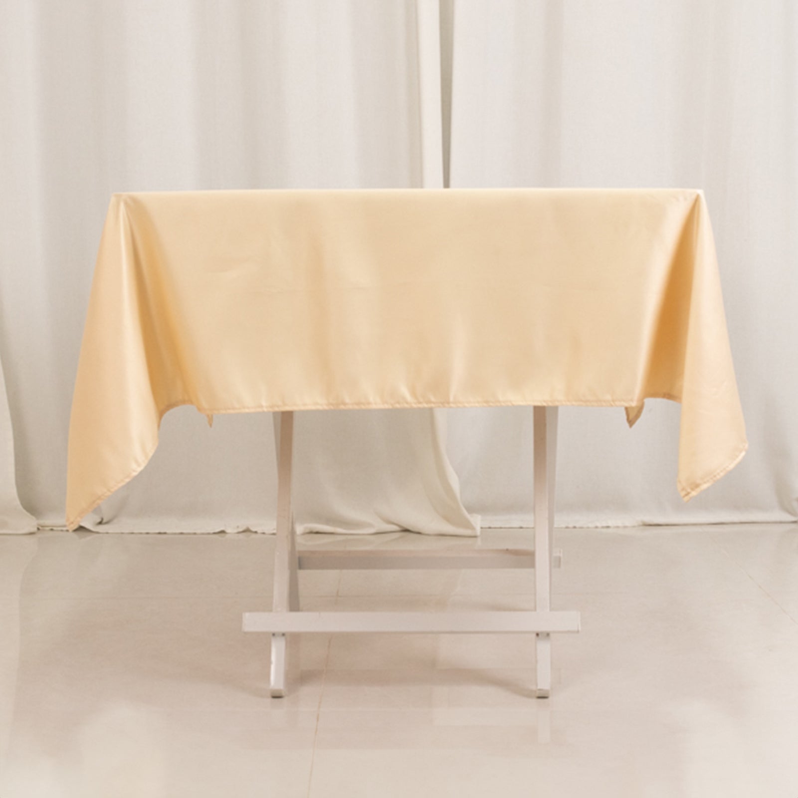 Lamour Satin 54"x54" Square Tablecloth Beige - Durable & Silk - Like Table Cover - Bell Racket Store