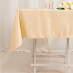 Lamour Satin 54"x54" Square Tablecloth Beige - Durable & Silk - Like Table Cover - Bell Racket Store