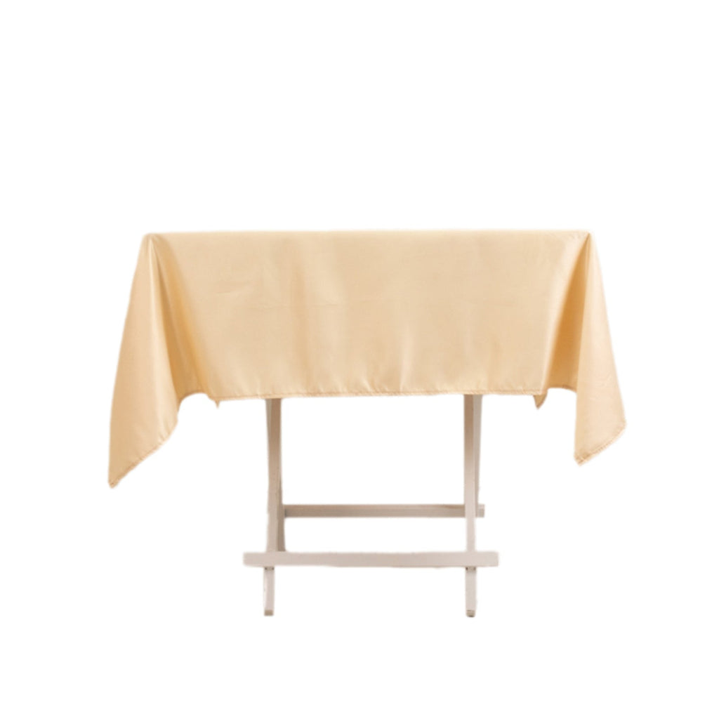 Lamour Satin 54"x54" Square Tablecloth Beige - Durable & Silk - Like Table Cover - Bell Racket Store