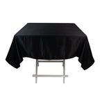 Lamour Satin 54"x54" Square Tablecloth Black - Durable & Silk - Like Table Cover for Weddings & Parties - Bell Racket Store