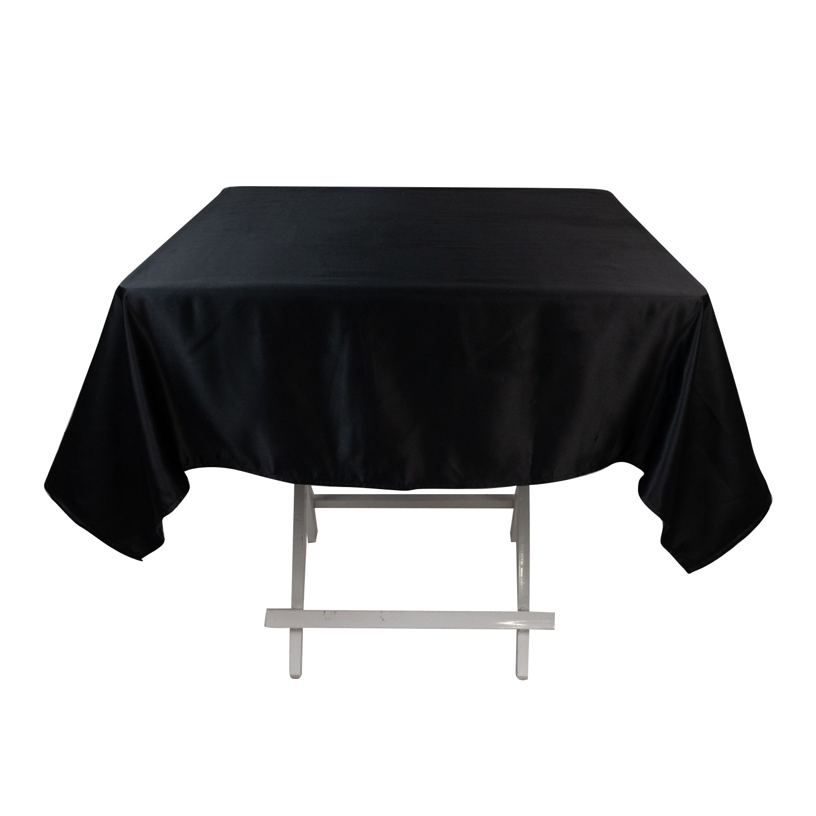 Lamour Satin 54"x54" Square Tablecloth Black - Durable & Silk - Like Table Cover for Weddings & Parties - Bell Racket Store