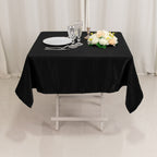 Lamour Satin 54"x54" Square Tablecloth Black - Durable & Silk - Like Table Cover for Weddings & Parties - Bell Racket Store