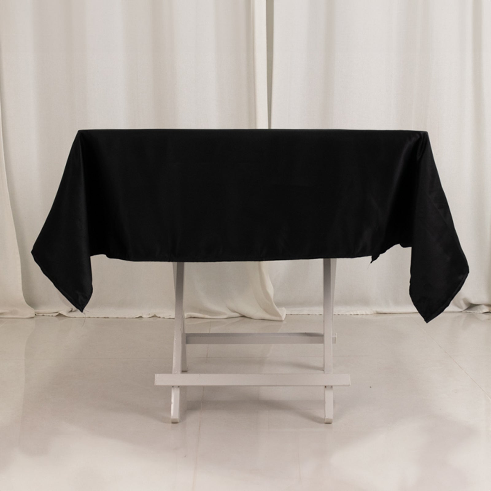 Lamour Satin 54"x54" Square Tablecloth Black - Durable & Silk - Like Table Cover for Weddings & Parties - Bell Racket Store