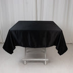 Lamour Satin 54"x54" Square Tablecloth Black - Durable & Silk - Like Table Cover for Weddings & Parties - Bell Racket Store