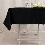 Lamour Satin 54"x54" Square Tablecloth Black - Durable & Silk - Like Table Cover for Weddings & Parties - Bell Racket Store