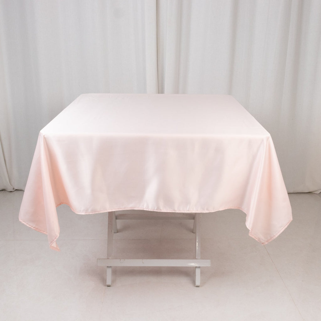 Lamour Satin 54"x54" Square Tablecloth Blush - Durable & Silk - Like Table Cover - Bell Racket Store