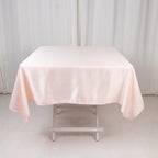 Lamour Satin 54"x54" Square Tablecloth Blush - Durable & Silk - Like Table Cover - Bell Racket Store
