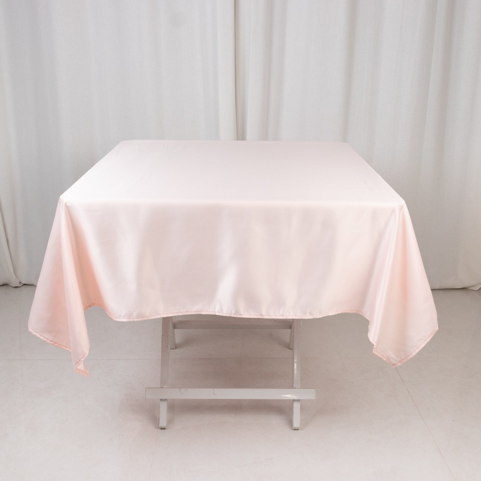 Lamour Satin 54"x54" Square Tablecloth Blush - Durable & Silk - Like Table Cover - Bell Racket Store