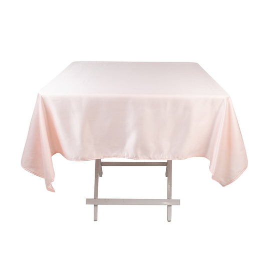 Lamour Satin 54"x54" Square Tablecloth Blush - Durable & Silk - Like Table Cover - Bell Racket Store