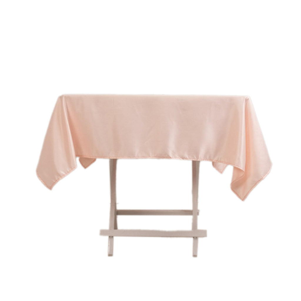 Lamour Satin 54"x54" Square Tablecloth Blush - Durable & Silk - Like Table Cover - Bell Racket Store