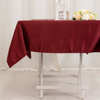 Lamour Satin 54"x54" Square Tablecloth Burgundy - Durable & Silk - Like Table Cover - Bell Racket Store