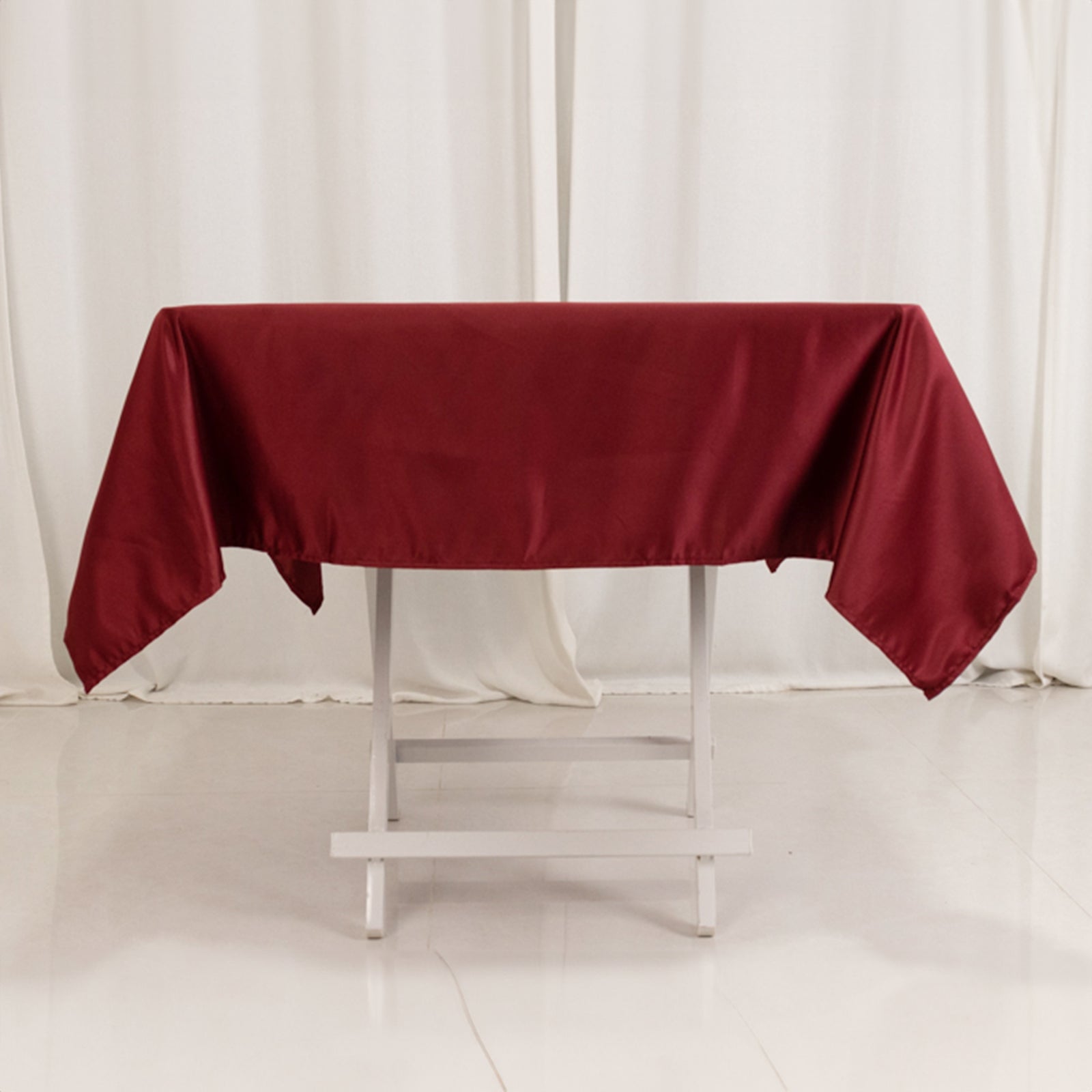 Lamour Satin 54"x54" Square Tablecloth Burgundy - Durable & Silk - Like Table Cover - Bell Racket Store