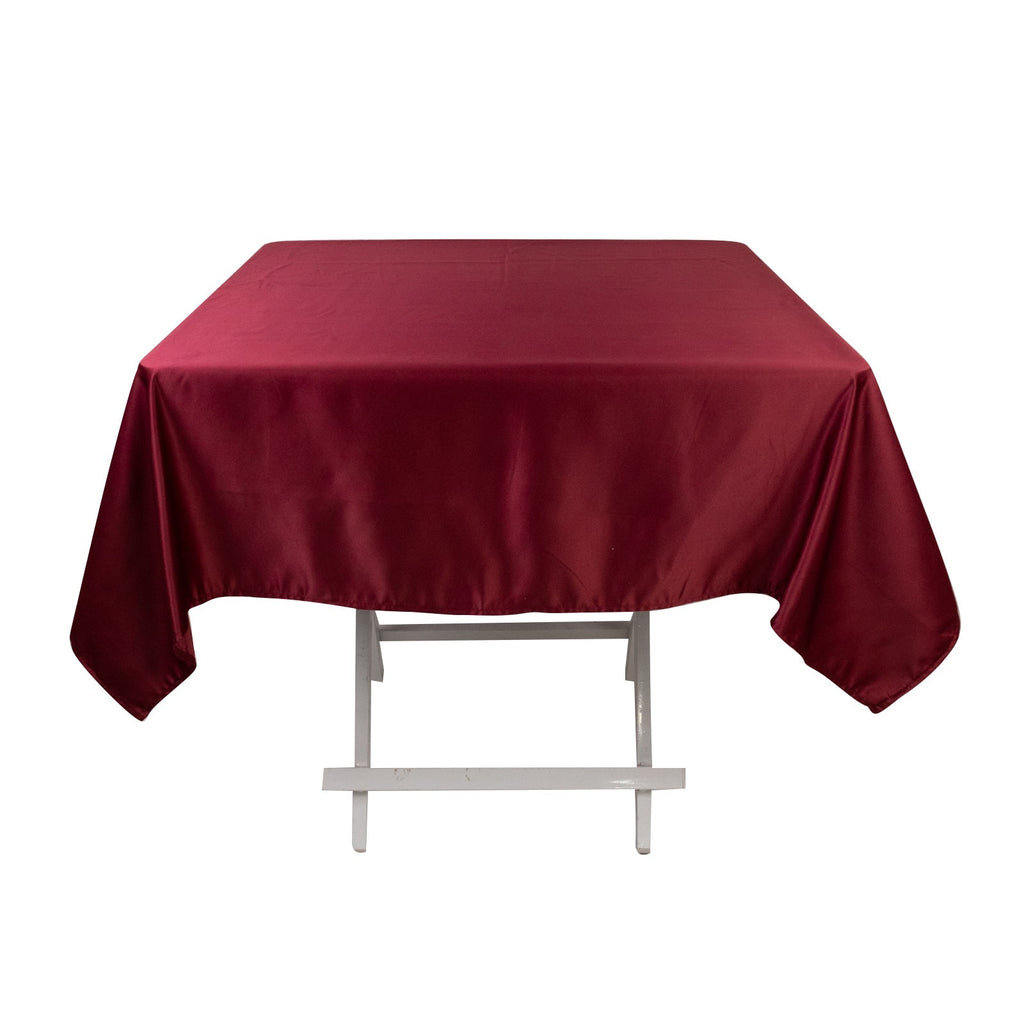 Lamour Satin 54"x54" Square Tablecloth Burgundy - Durable & Silk - Like Table Cover - Bell Racket Store