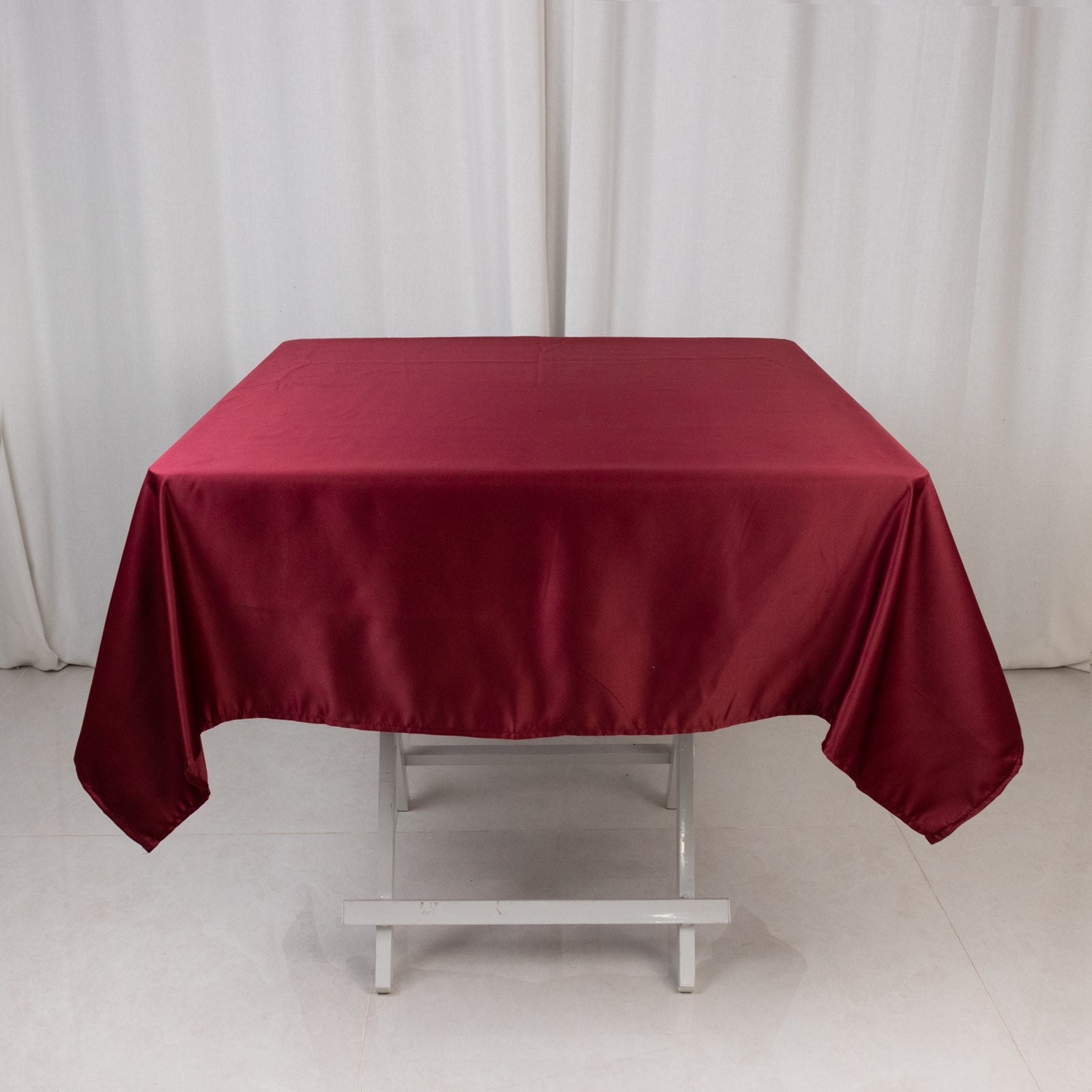 Lamour Satin 54"x54" Square Tablecloth Burgundy - Durable & Silk - Like Table Cover - Bell Racket Store