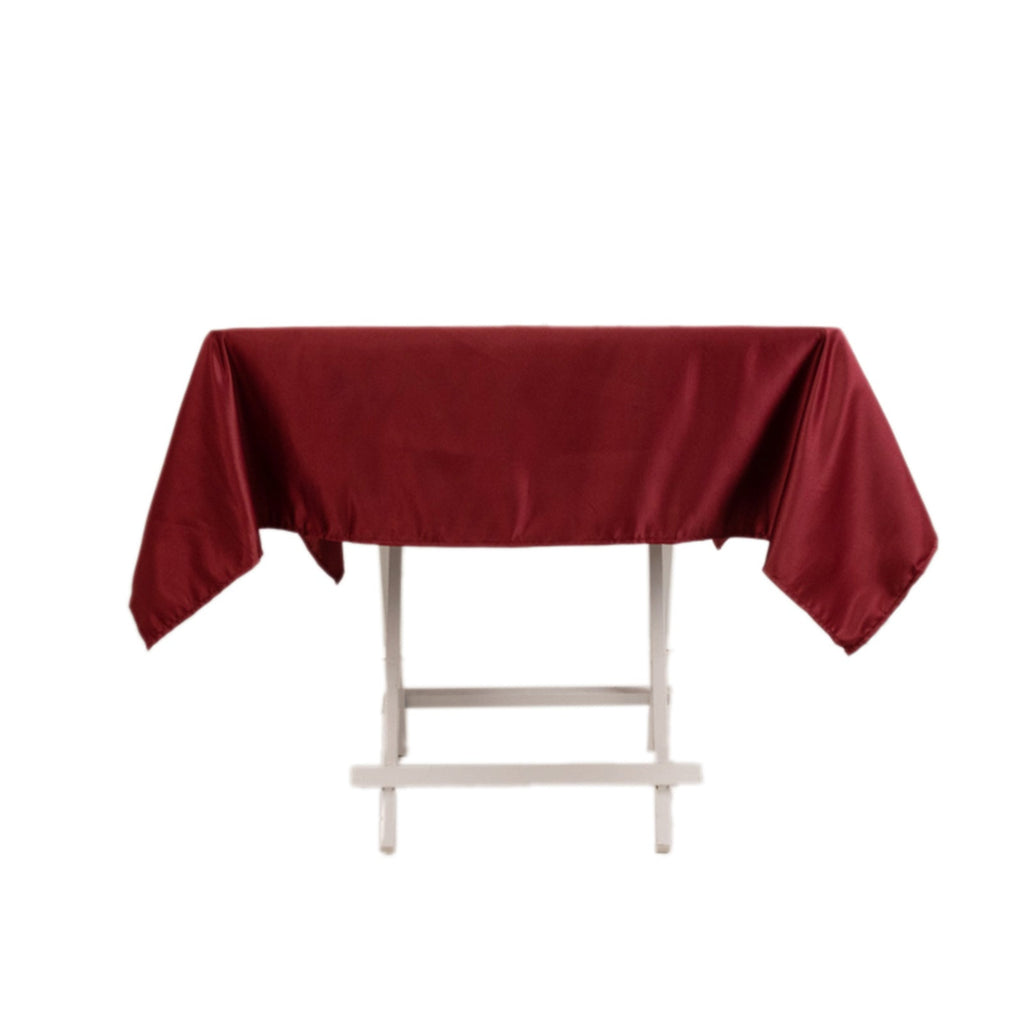 Lamour Satin 54"x54" Square Tablecloth Burgundy - Durable & Silk - Like Table Cover - Bell Racket Store