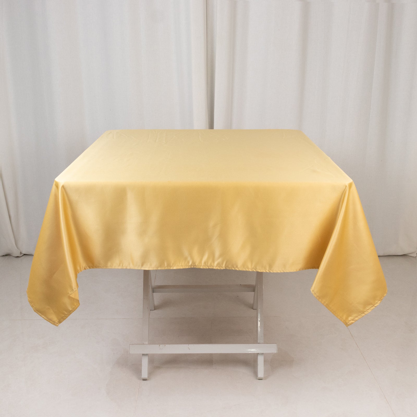 Lamour Satin 54"x54" Square Tablecloth Champagne - Durable & Silk - Like Table Cover - Bell Racket Store