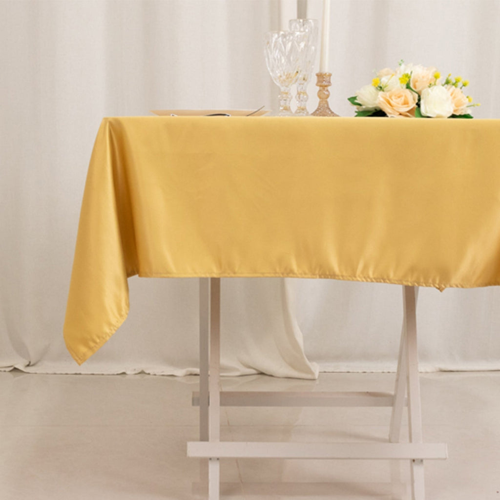 Lamour Satin 54"x54" Square Tablecloth Champagne - Durable & Silk - Like Table Cover - Bell Racket Store